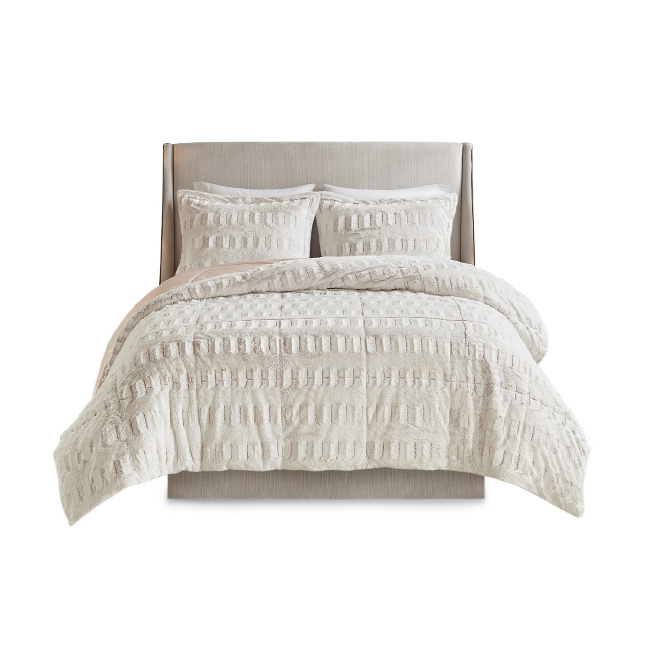 Gracie Mills Garrett Back Print Long Faux To Solid Mink Comforter Set - Grace-12305